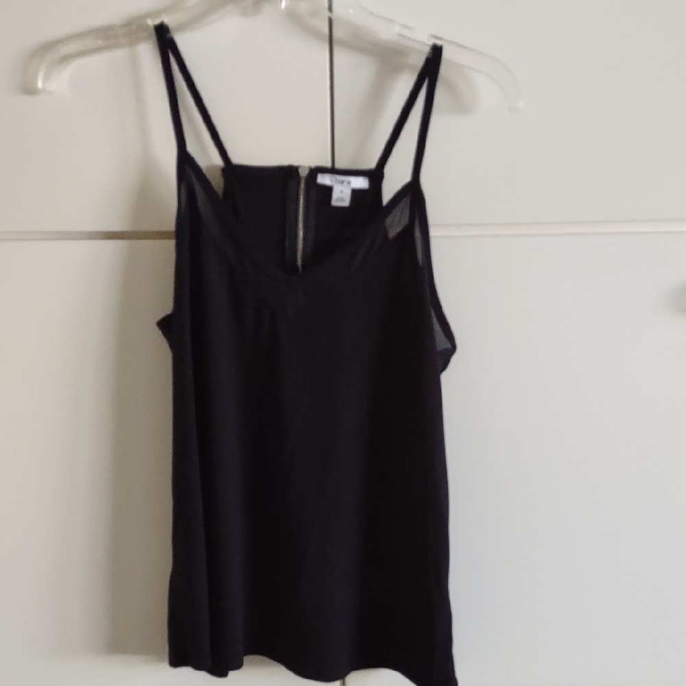 Bar III Black Fitted Camisole Top with Zipper In Back.